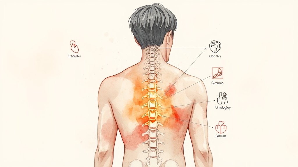 등 통증, 어떤 질환과 관련 있을까? (watercolor 스타일)