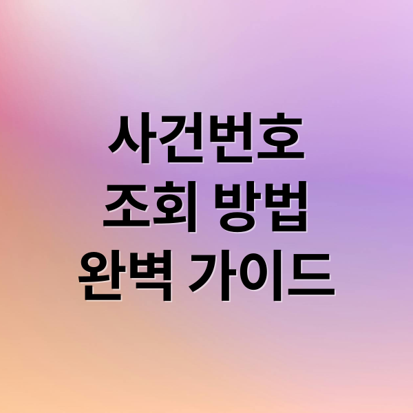 사건번호
조회 방법
완벽 가이드 (사건번호 조회 방법)