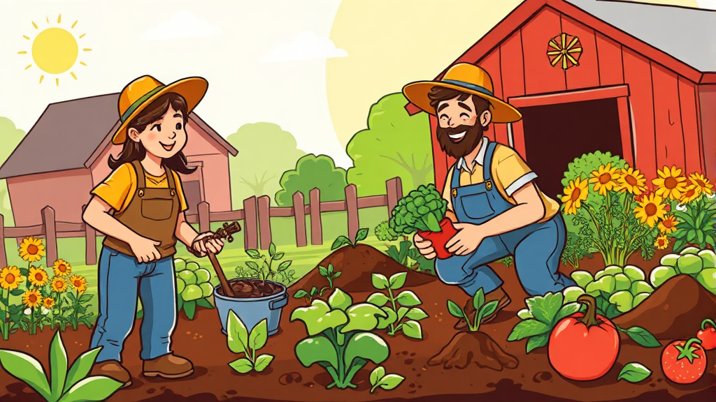 성공적인 주말농장 가꾸기 팁 (cartoon 스타일)