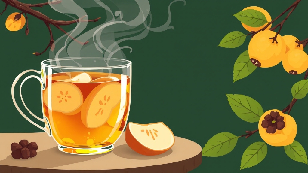 모과차 섭취 시 주의사항 및 부작용 (illustration 스타일)