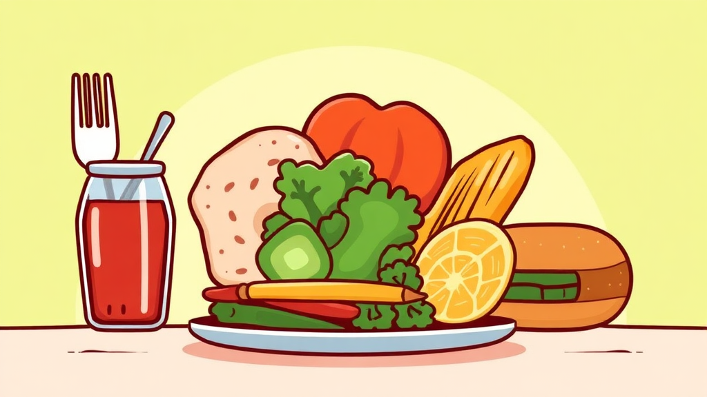 혈당 스파이크를 피하는 식사 순서와 방법 (cartoon 스타일)