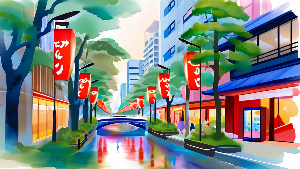 난바 지역 완벽 정복: 토요코인 주변 맛집과 관광 명소 (watercolor 스타일)