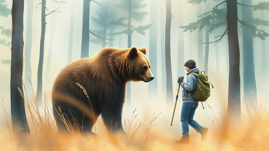 곰 만났을 때: 생존 전략 (watercolor 스타일)