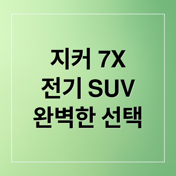 지커 7X
전기 SUV
완벽한 선택 (지커 7X 국내 출시 전기차)