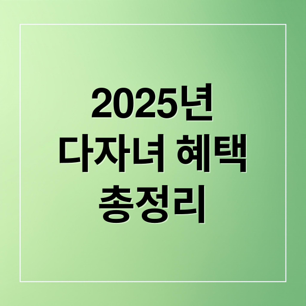 2025년
다자녀 혜택
총정리 (다자녀 혜택)