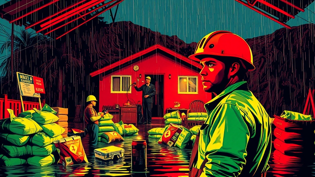 스콜성 폭우와 태풍, 어떻게 대비할까? (popart 스타일)