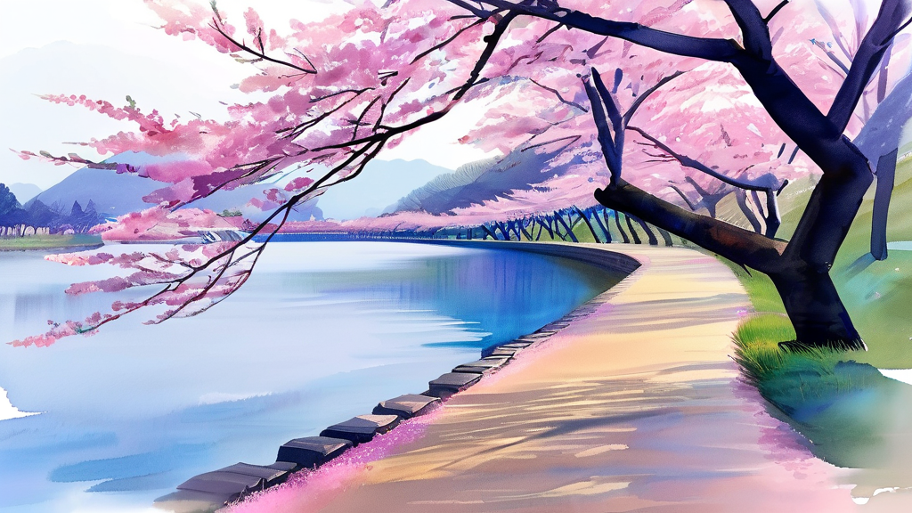 천안 벚꽃 축제 정보 및 즐길 거리 (watercolor 스타일)