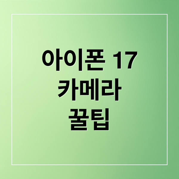 아이폰 17
카메라
꿀팁 (아이폰17 카메라 설정 꿀팁)