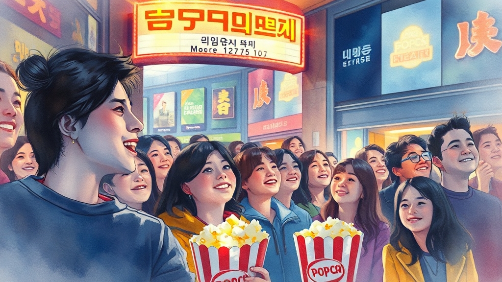 영화 할인 정책의 배경과 기대 효과 (watercolor 스타일)