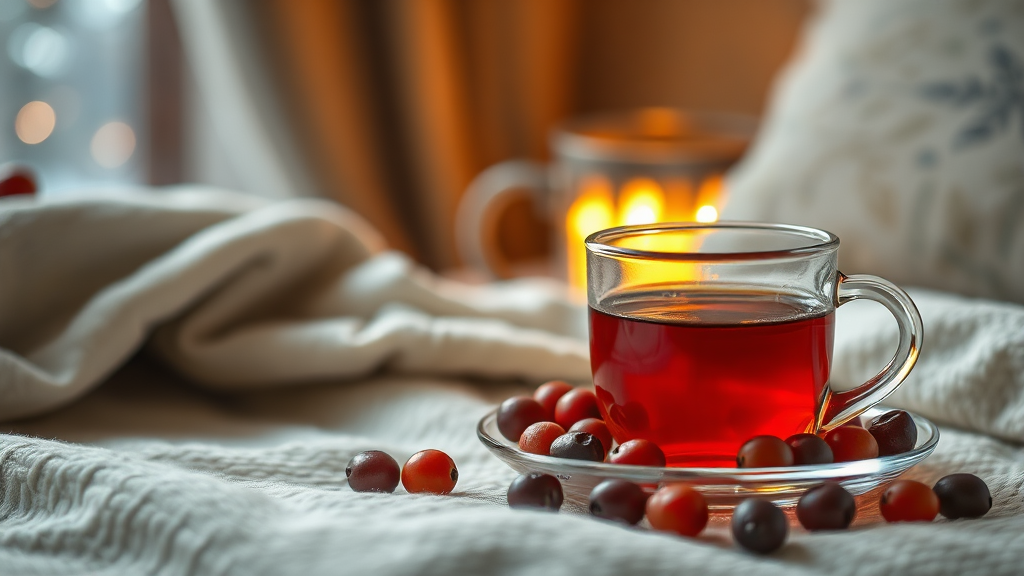 전통적인 숙면 비법: 대추차의 효능과 활용법 (realistic 스타일)