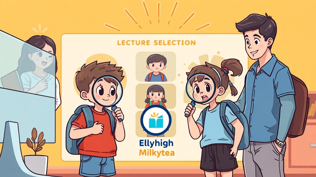 초등 인강 선택 시 주의사항 (cartoon 스타일)