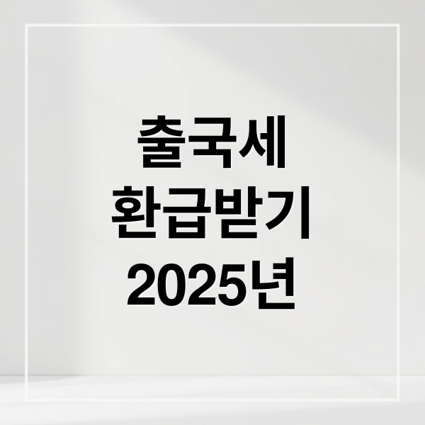 출국세환급받기2025년 (출국납부금환급서비스)