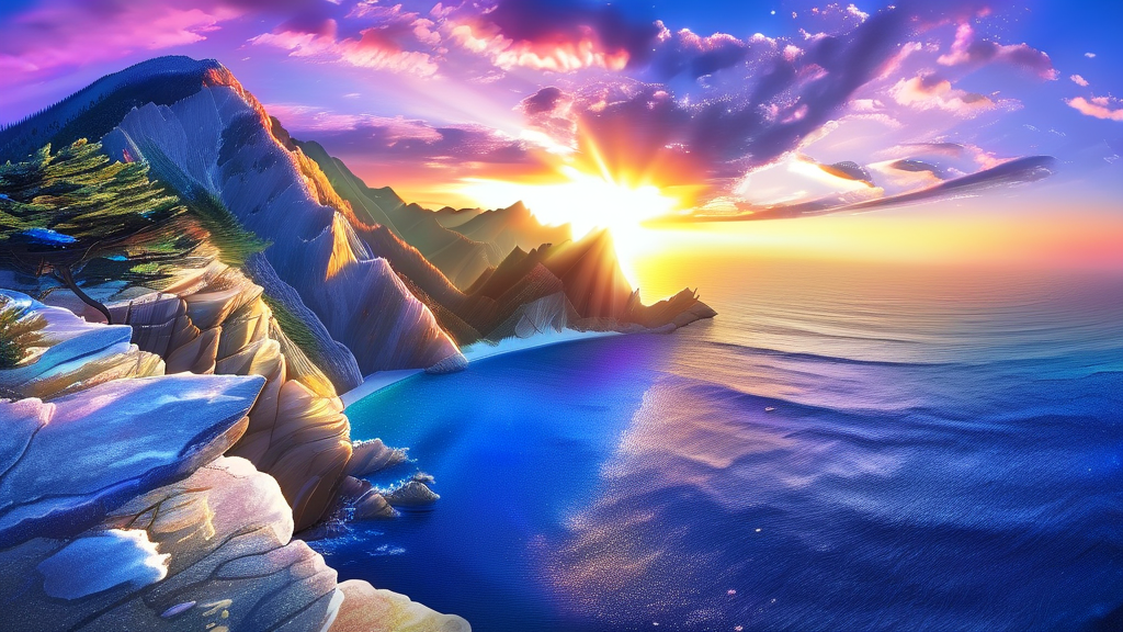 대방산 정상: 장쾌한 다도해 파노라마 (realistic 스타일)