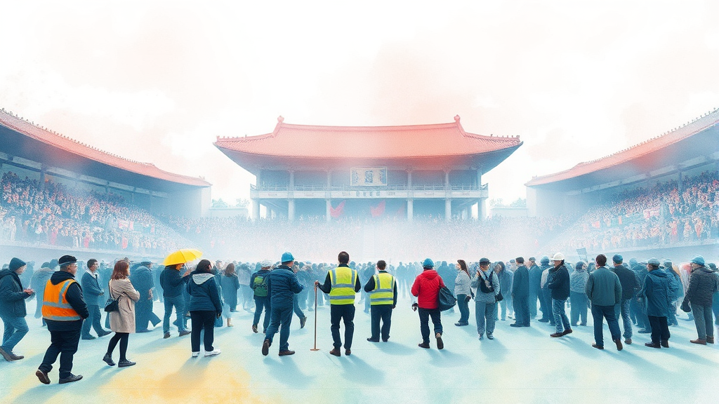 광화문 공연, 인파 밀집 대비 안전 관리 대책 (watercolor 스타일)