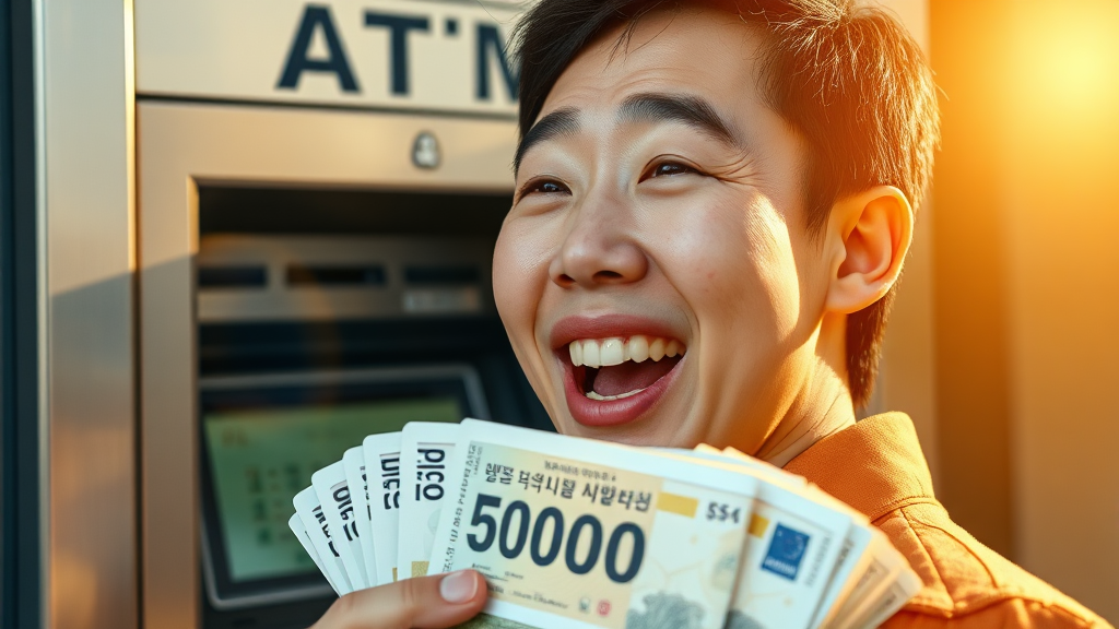 ATM 5만원권 확보 전략 (realistic 스타일)
