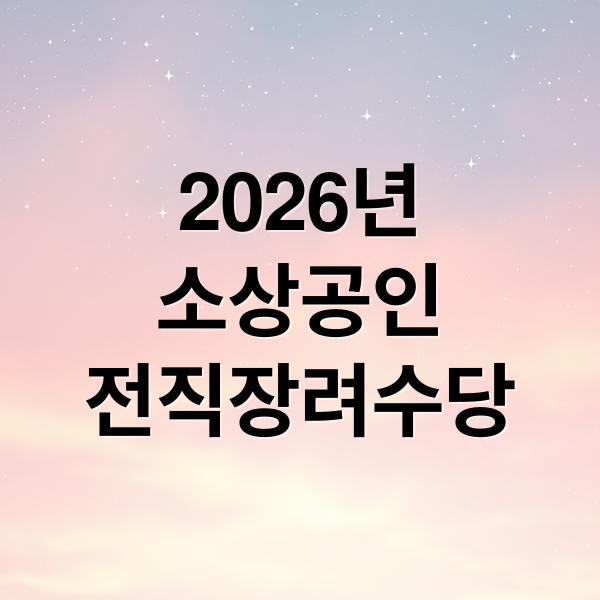 2026년
소상공인
전직장려수당 (2026 소상공인 전직장려수당)