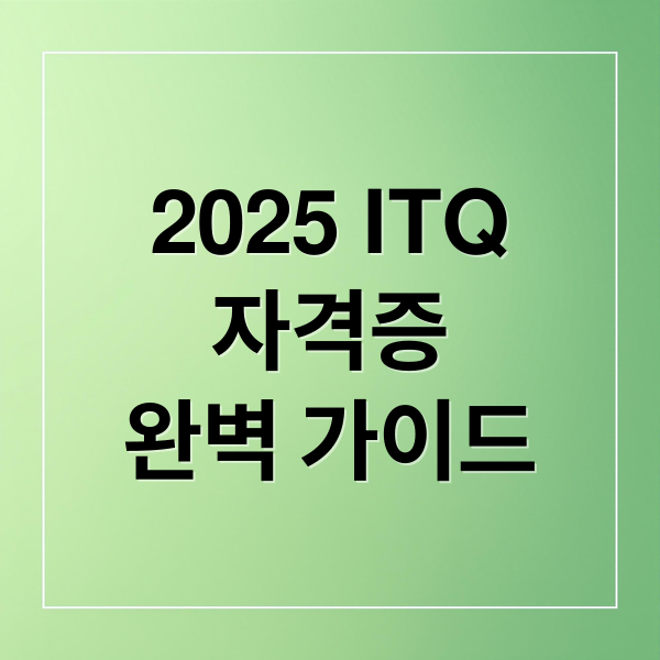 2025 ITQ
자격증
완벽 가이드 (ITQ 자격증 시험일정)