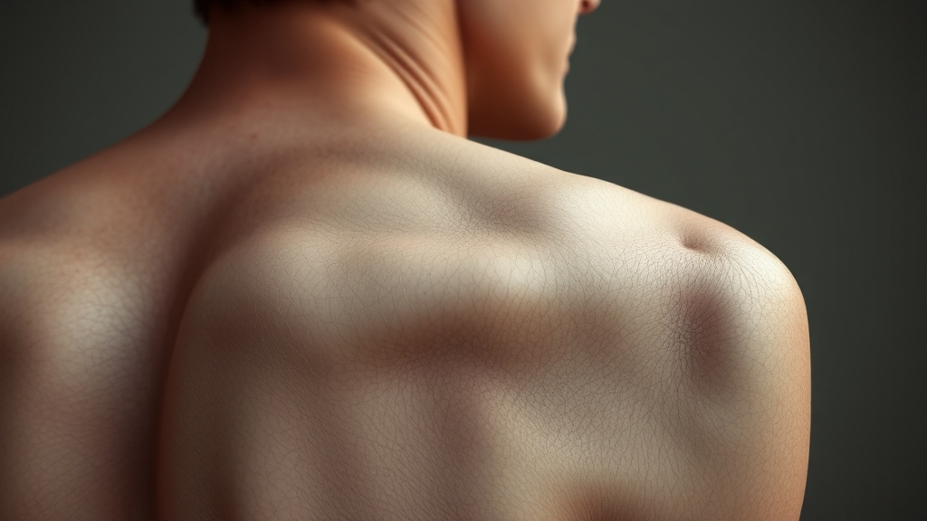 오십견 발생 배경 및 초기 증상 (realistic 스타일)