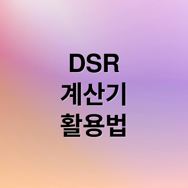 DSR
계산기
활용법 (주택담보대출 DSR 계산기)