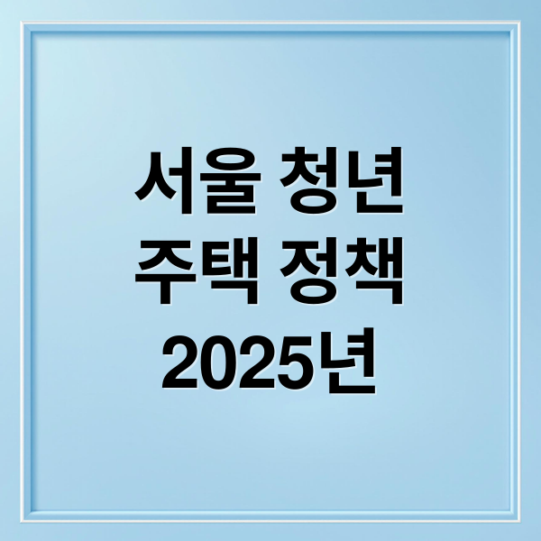 2025년 서울 청년 주택 정책