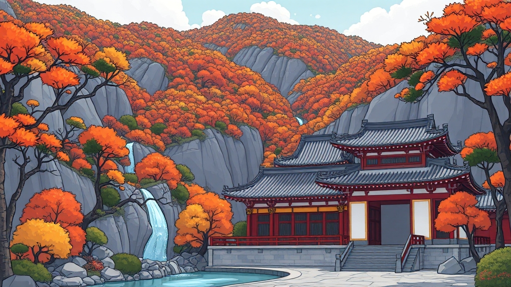 구천동 33경 핵심 명소 (cartoon 스타일)