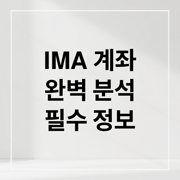 IMA 계좌
완벽 분석
필수 정보 (IMA 계좌 투자 방법 이자 4~8%)