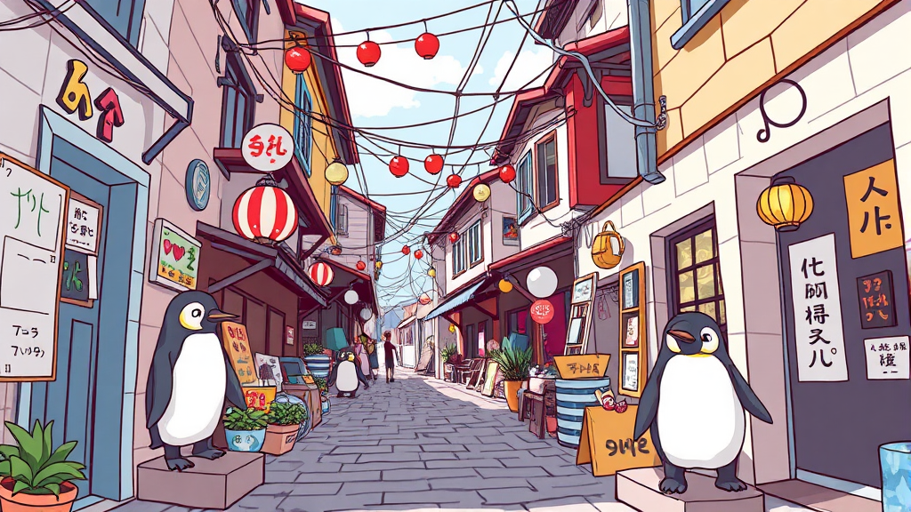 양림동 펭귄마을 & 사진 명소 (illustration 스타일)