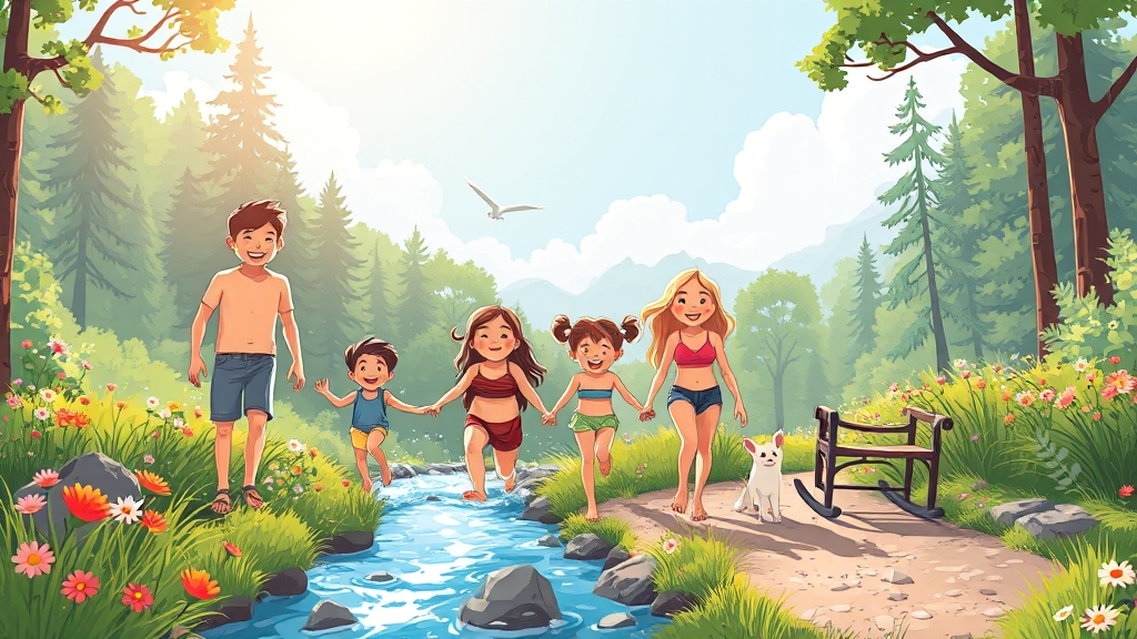 자연휴양림 즐길거리 (cartoon 스타일)