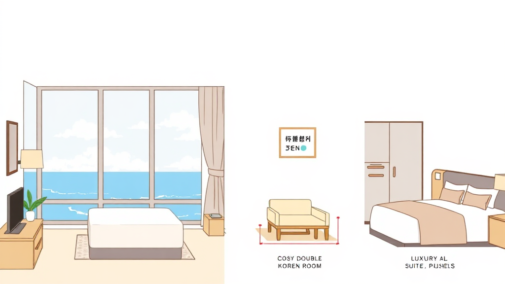 객실 종류 및 특징 비교 (illustration 스타일)