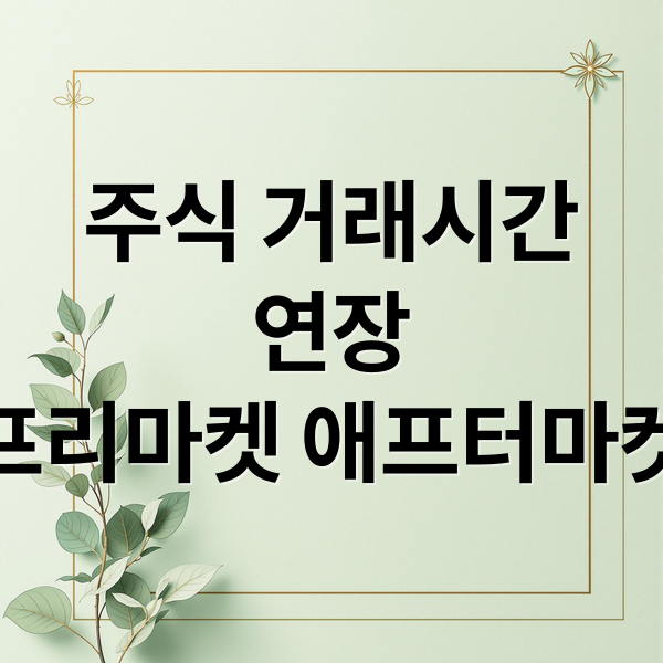 주식 거래시간
연장
프리마켓 애프터마켓 (주식 거래시간 연장 프리마켓 애프터마켓)