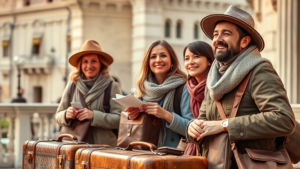 여행 상품 종류 및 특징 (realistic 스타일)