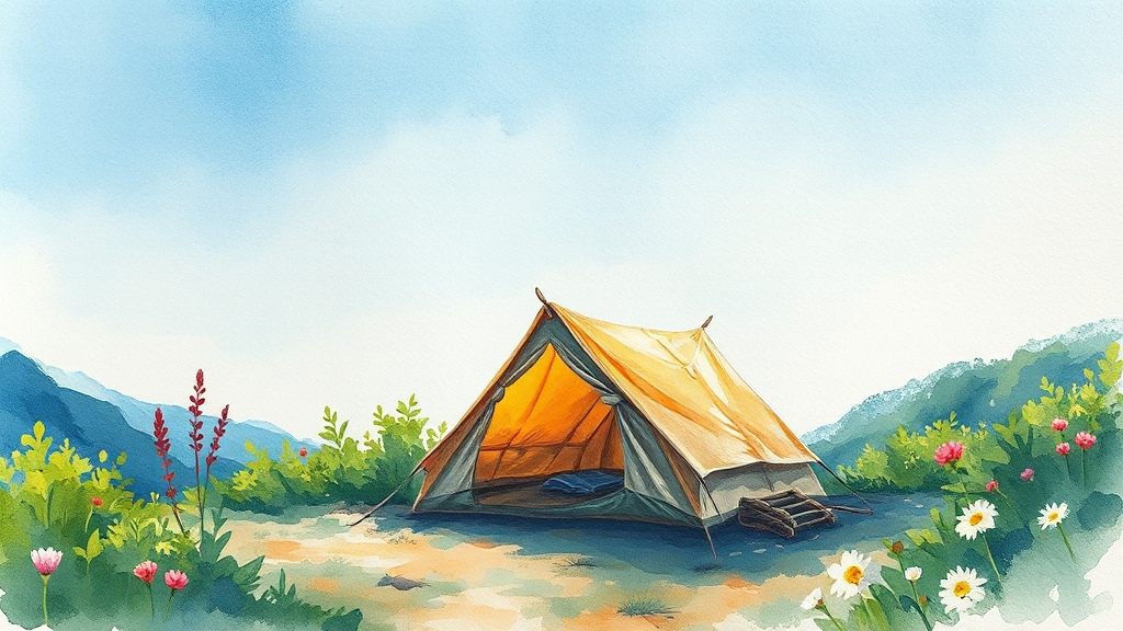 캠핑 꿀팁 & 주의사항 (watercolor 스타일)