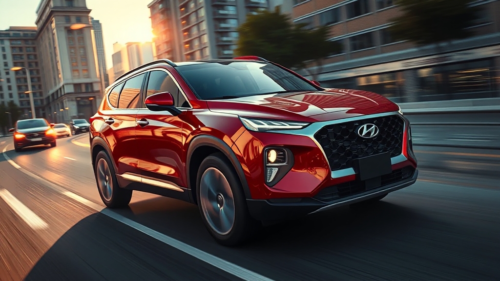 싼타페 엔진 및 주행 성능 (realistic 스타일)