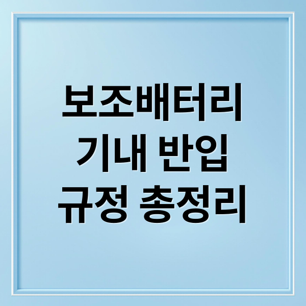 보조배터리
기내 반입
규정 총정리 (비행기 보조배터리 기내반입 규정)
