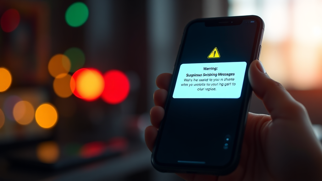 스미싱 문자, 어떻게 확인하고 대처해야 할까? (realistic 스타일)