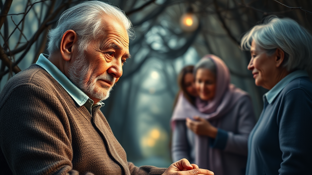 치매 의심 시 대처 방법 (realistic 스타일)