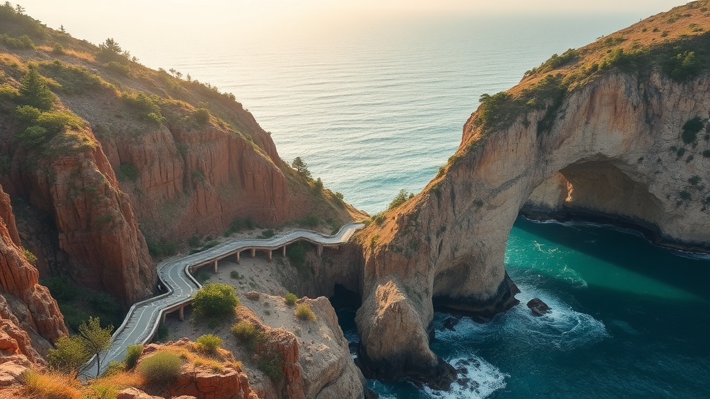 용머리해안의 신비로운 지질 구조와 탐방로 (realistic 스타일)