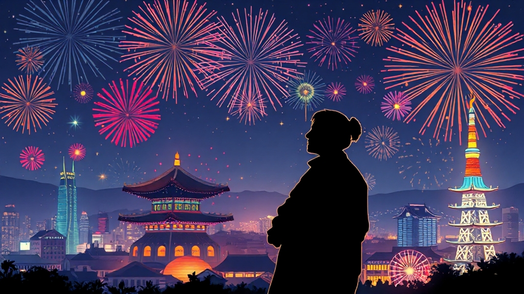 서울랜드 야간개장 및 불꽃놀이 정보 (illustration 스타일)