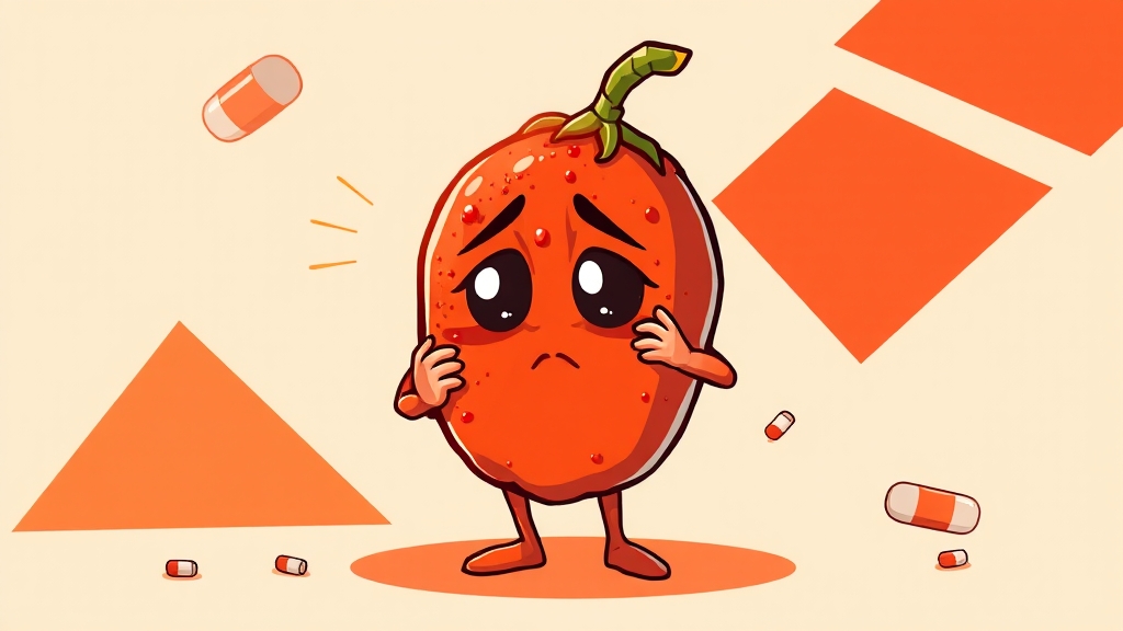 섭취 시 주의사항 및 부작용 (cartoon 스타일)