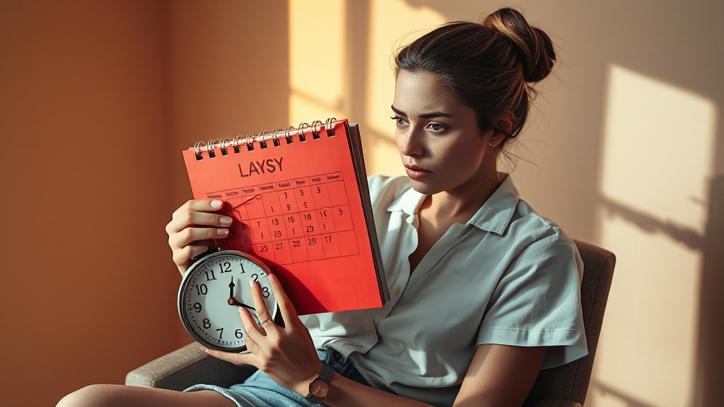 생리 지연 원인과 대처 (realistic 스타일)