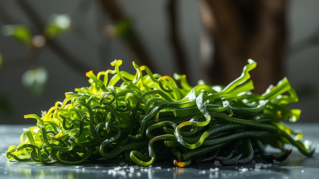 미역 vs 미역줄기, 뭐가 다를까? (realistic 스타일)