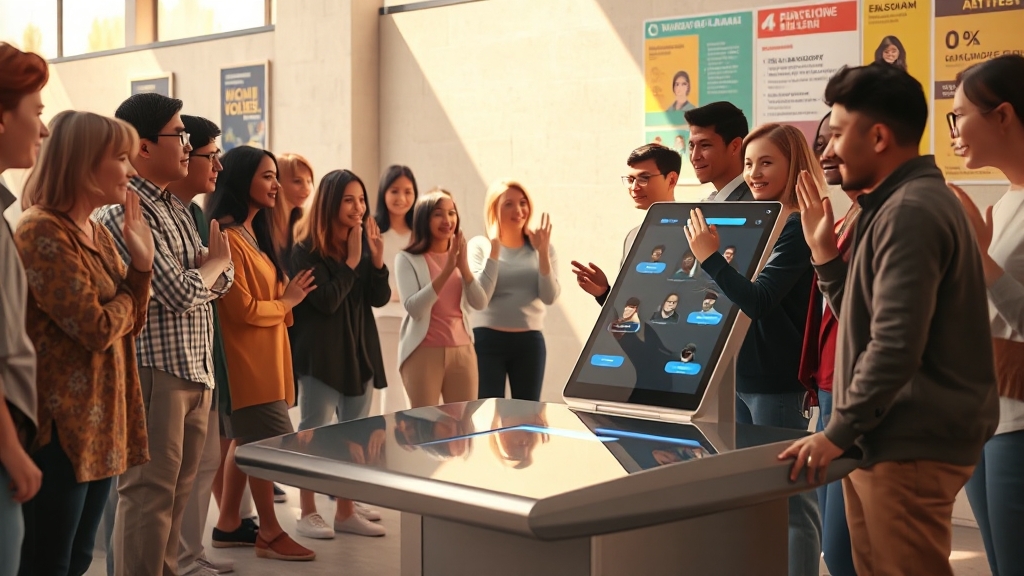 배리어프리 키오스크 기술 발전 (realistic 스타일)