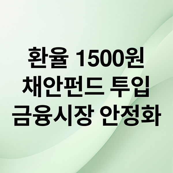 환율 1500원
채안펀드 투입
금융시장 안정화 (달러 환율 채안펀드 채권시장 안정펀드)