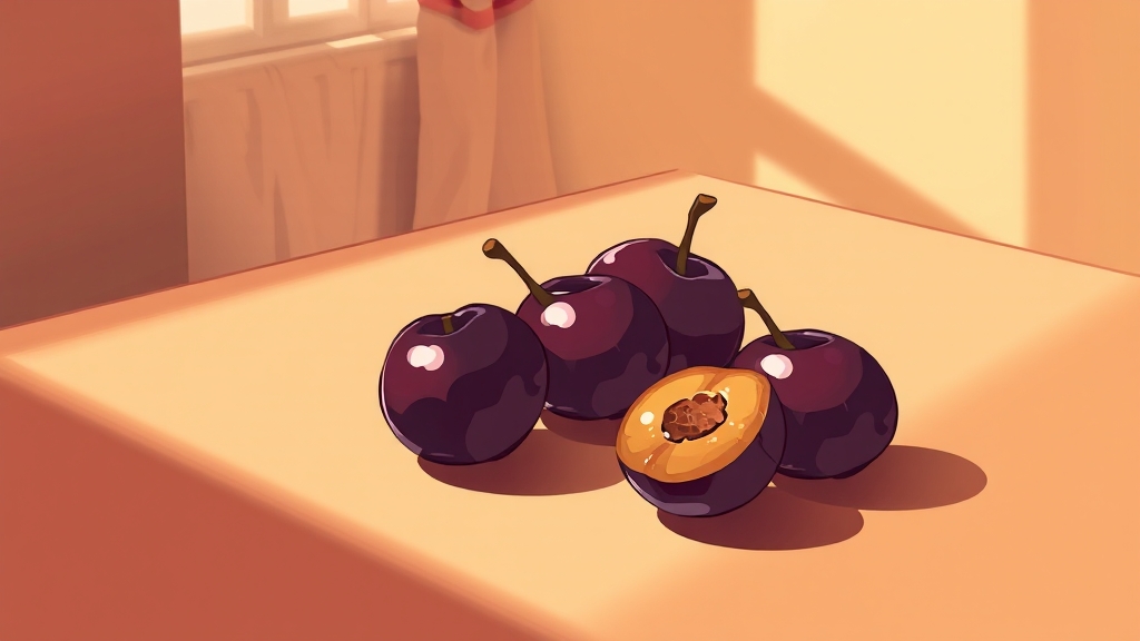 자두, 얼마나 먹어야 좋을까? (illustration 스타일)
