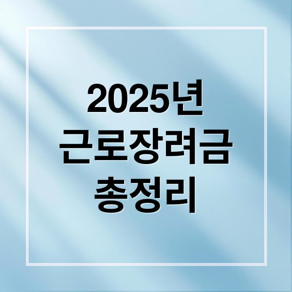 2025년
근로장려금
총정리 (2025 근로장려금 신청 조건)