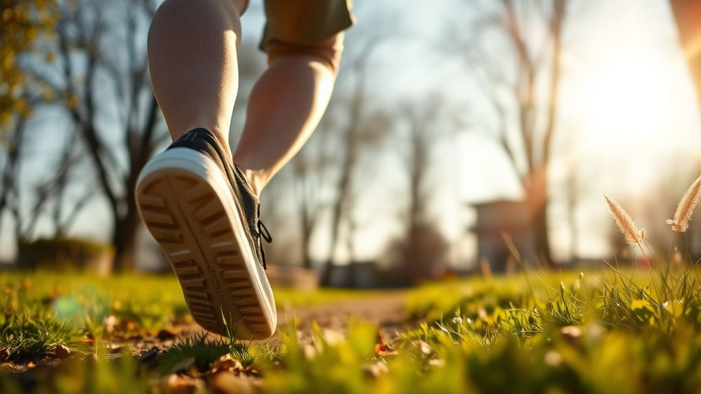 식후 걷기의 놀라운 효과: 혈당 감소와 활력 증진 (realistic 스타일)