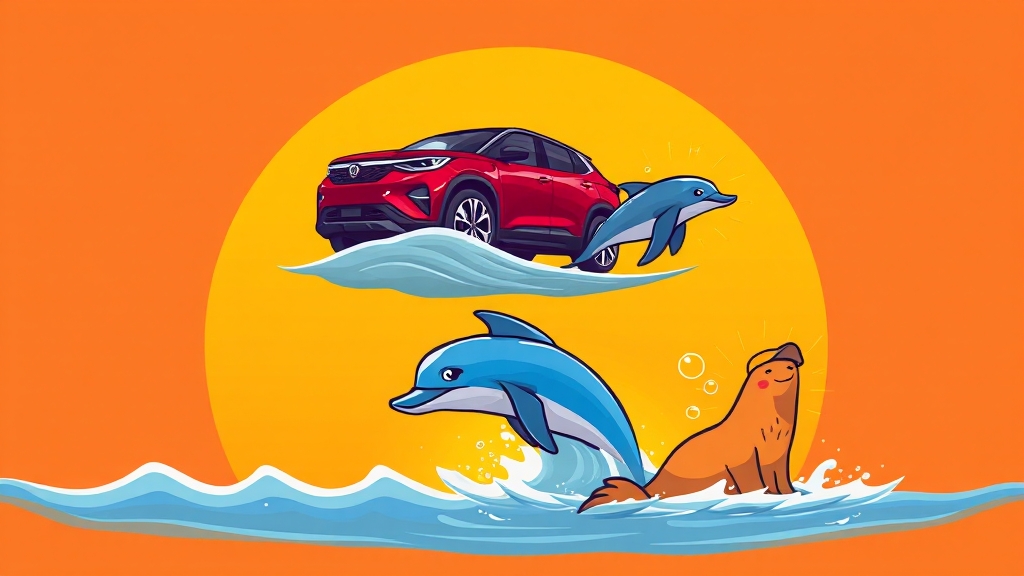 전기차 성능 분석: 주행 거리와 배터리 효율 (cartoon 스타일)