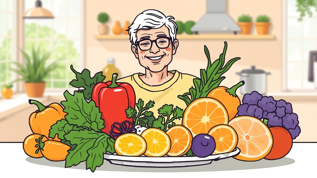 암환자 식단 관리 핵심 원칙 (cartoon 스타일)