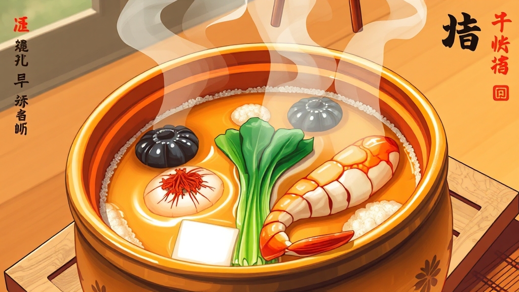 맛 좌우! 된장찌개 핵심 요소 (illustration 스타일)