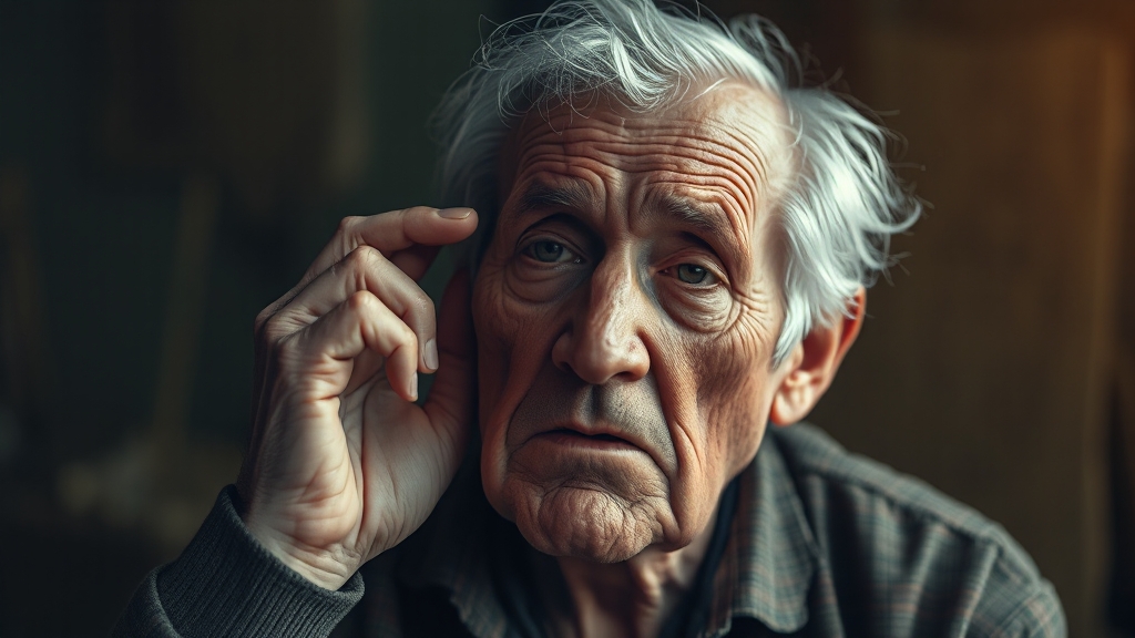 청력 손실, 인지 기능 저하 연관성 (realistic 스타일)